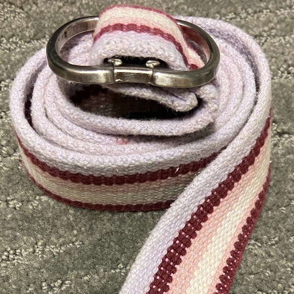 American Eagle women purple pink white stripe Belt with silver color hardware